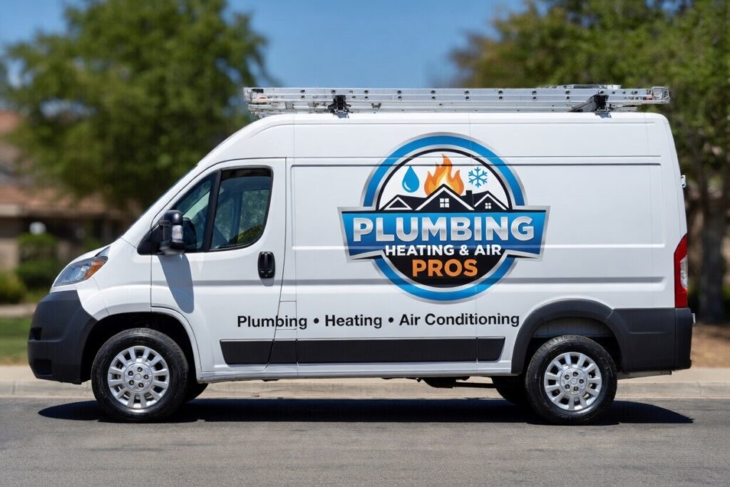 Local plumbing heating and air service van serving Palo Alto